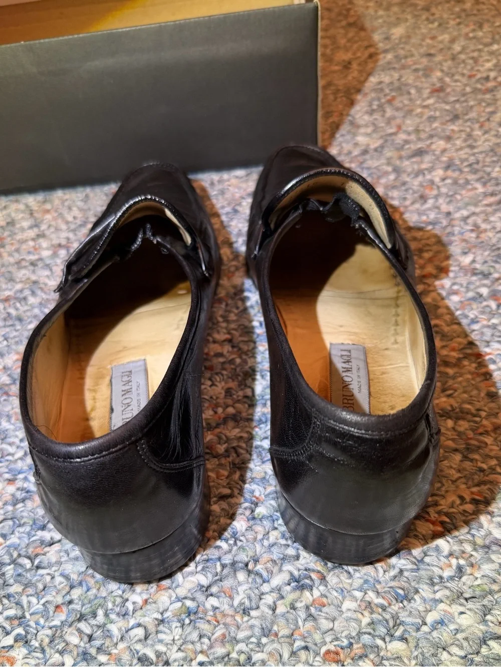 1985 vintage men’s Bruno Magli black dress shoes slip on size 12 M
